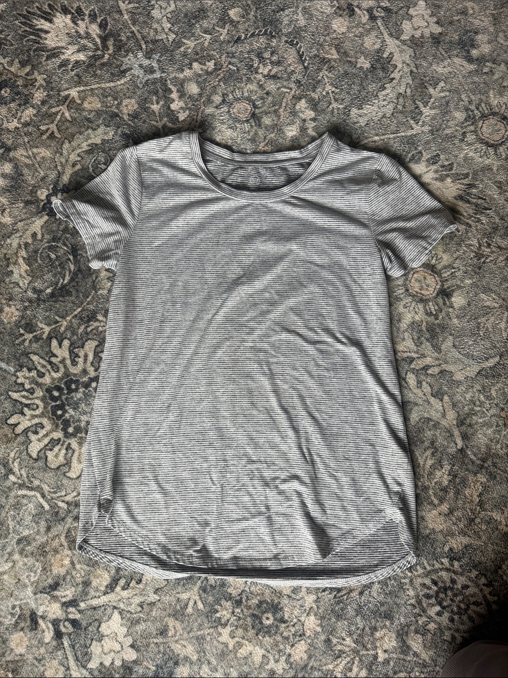 We Wander Women's Grey & White Striped Short-Sleeve Tee